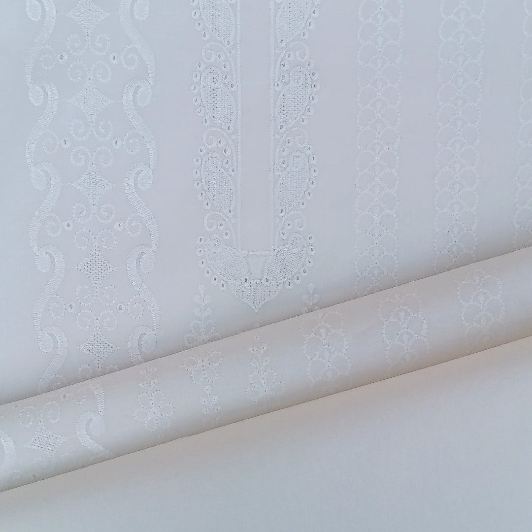 White textured fabric with a subtle pattern